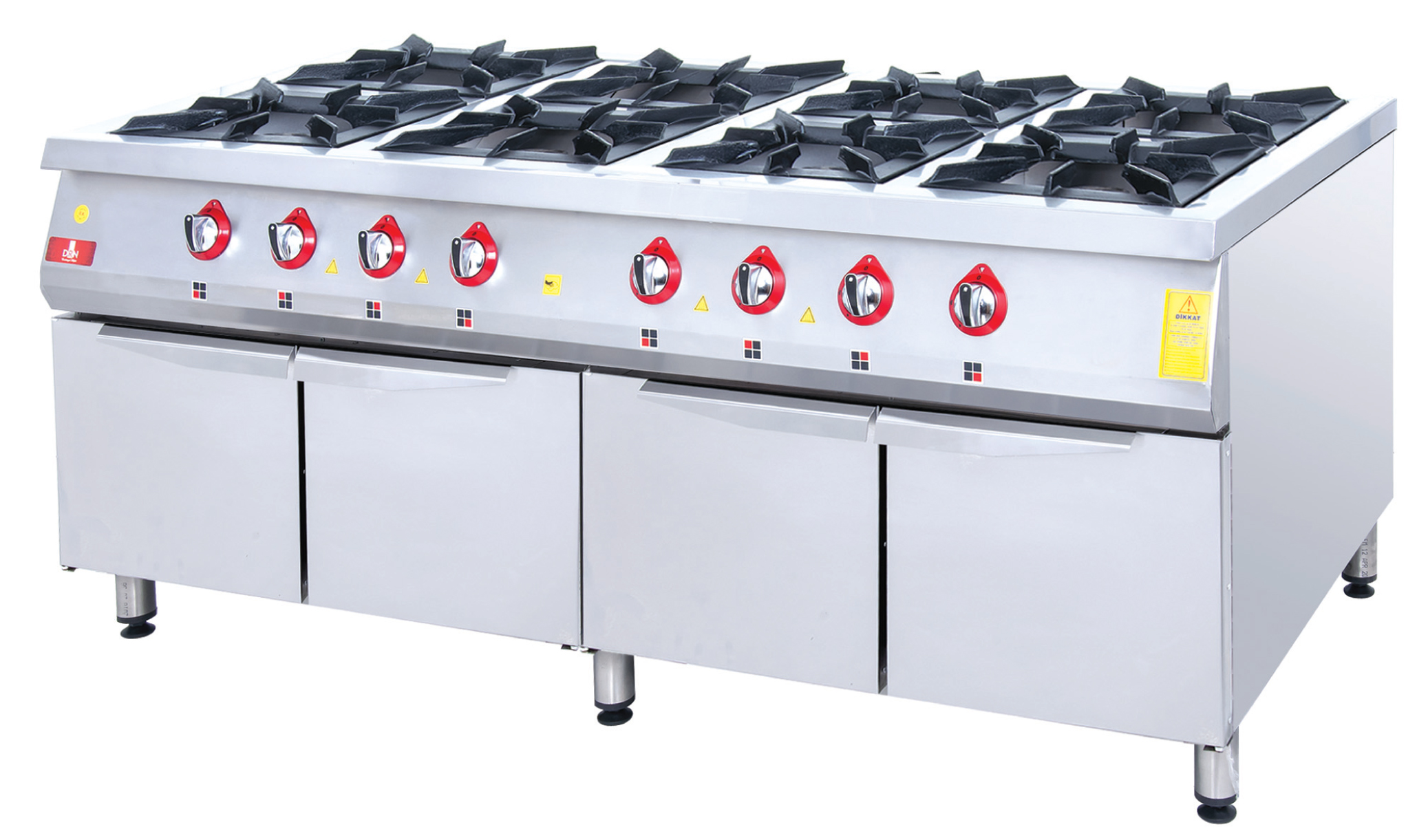 Range and Cabinet - 8 Burners - 200x100 - Gas