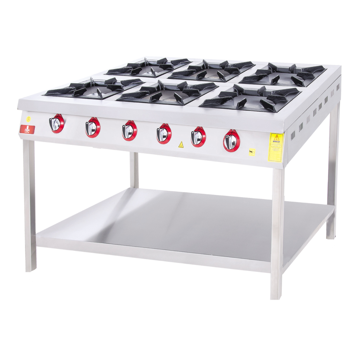 Range With Bottom Shelf 6 Burners - 120x90 - Gas