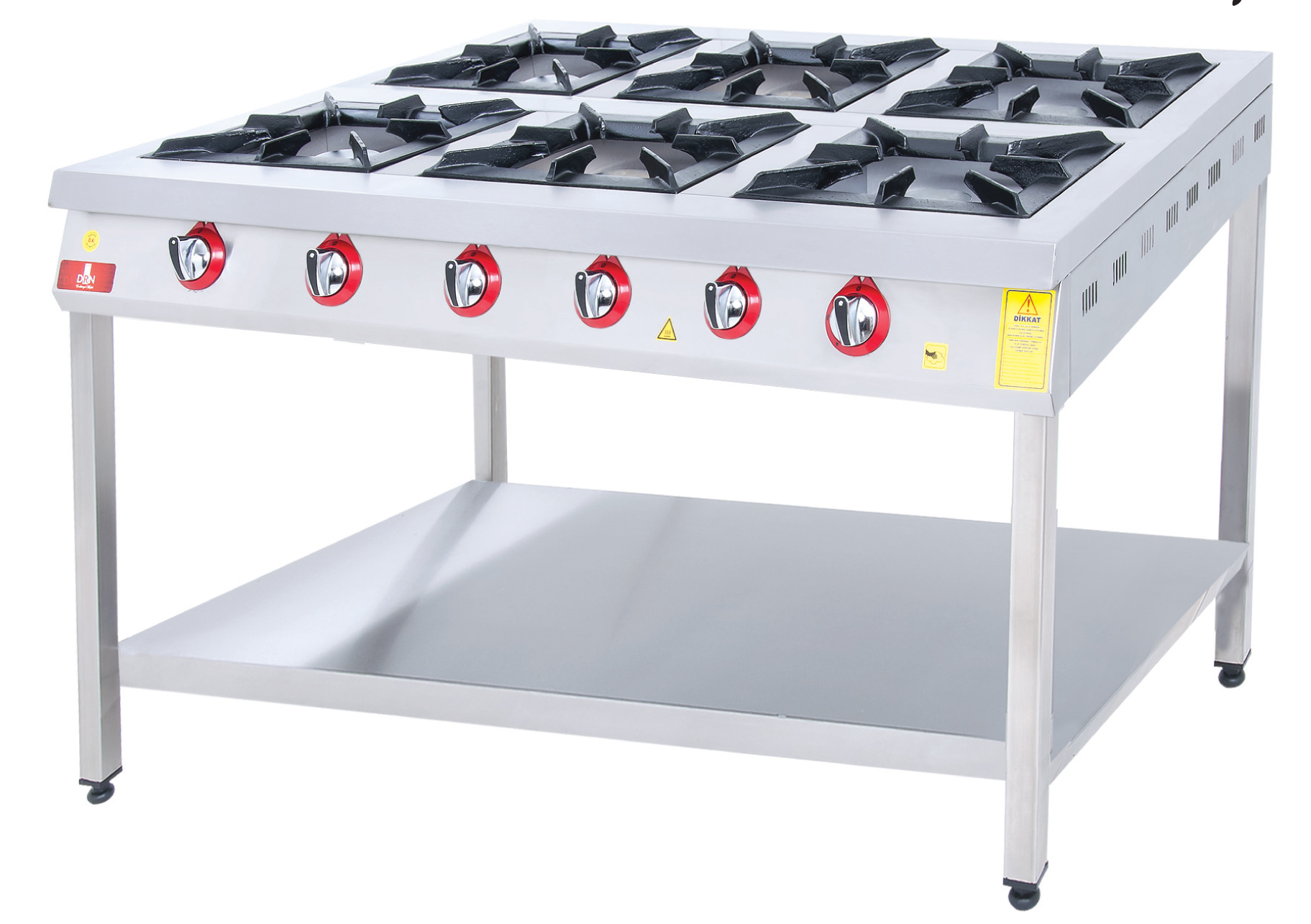 Range and Bottom-Shelf - 6 Burners - 150x100 - Gas