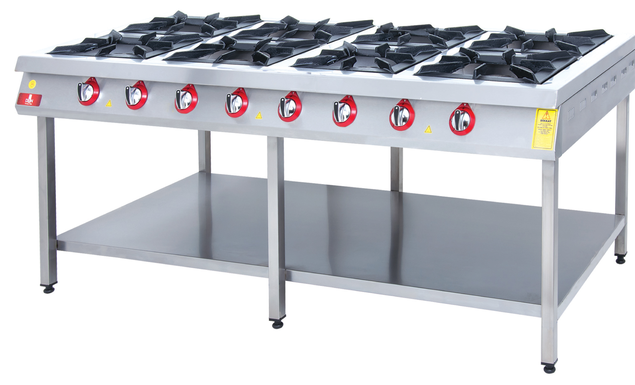 Range and Bottom-Shelf - 8 Burners - 200x100 - Gas